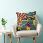 Vibrant Maximalist Purple & Teal Floral Print クッション (椅子)