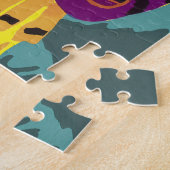 Vibrant Maximalist Purple & Teal Floral Print ジグソーパズル (側面)