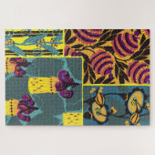 Vibrant Maximalist Purple & Teal Floral Print ジグソーパズル (横)