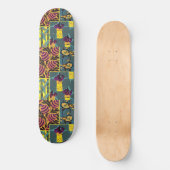 Vibrant Maximalist Purple & Teal Floral Print スケートボード (正面)