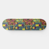 Vibrant Maximalist Purple & Teal Floral Print スケートボード (横)