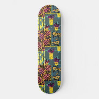 Vibrant Maximalist Purple & Teal Floral Print スケートボード