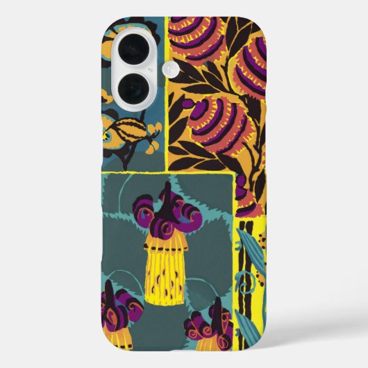 Vibrant Maximalist Purple & Teal Floral Print Case-Mate iPhoneケース (裏面)
