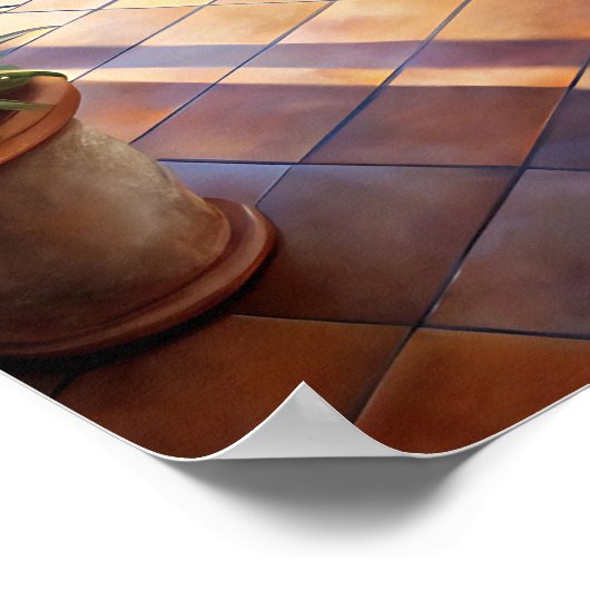 Vibrant Mediterranean Balcony Sea View Art ポスター (角)