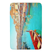 Vibrant Mediterranean Port Life Design バスマット (正面縦)