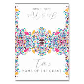 Vibrant Mexican Fiesta Rainbow Wedding Place Card テーブルナンバー (正面)
