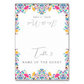 Vibrant Mexican Fiesta Rainbow Wedding Place Card テーブルナンバー (正面)