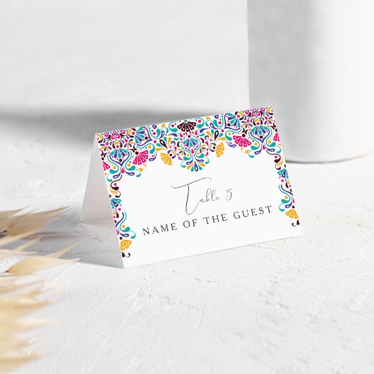 Vibrant Mexican Fiesta Rainbow Wedding Place Card テーブルナンバー