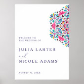 Vibrant Mexican Fiesta Style Rainbow Wedding ポスター (正面)