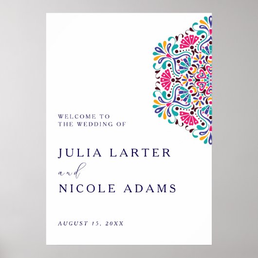 Vibrant Mexican Fiesta Style Rainbow Wedding ポスター (正面)