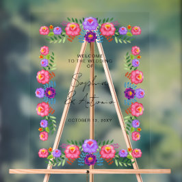 Vibrant Mexican Floral Fiesta Wedding アクリルサイン