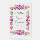Vibrant Mexican Floral Fiesta Wedding アクリルサイン (傾斜)