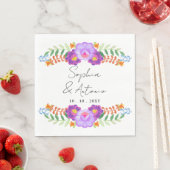 Vibrant Mexican Floral Fiesta Wedding スタンダードランチョンナプキン (インサイチュ)