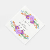 Vibrant Mexican Floral Fiesta Wedding スタンダードランチョンナプキン (角)