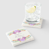 Vibrant Mexican Floral Fiesta Wedding ストーンコースター (横)