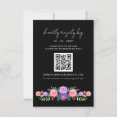 Vibrant Mexican Floral Fiesta Wedding QR code 出欠カード (正面)