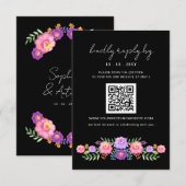 Vibrant Mexican Floral Fiesta Wedding QR code 出欠カード (正面/裏面)