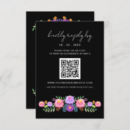 Vibrant Mexican Floral Fiesta Wedding QR code 出欠カード