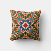 Vibrant Mexican Folklore Abstract Throw Pillow クッション (正面)