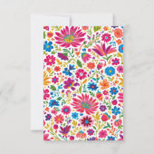 Vibrant Mexican Otomi Birds Floral Fiesta Wedding 出欠カード (裏面)