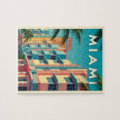 Vibrant Miami buildings with palm trees ジグソーパズル (横)