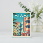 Vibrant Miami buildings with palm trees ポストカード (スタンド正面)