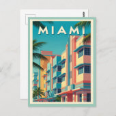 Vibrant Miami buildings with palm trees ポストカード (正面/裏面)