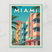 Vibrant Miami buildings with palm trees ポストカード (正面)