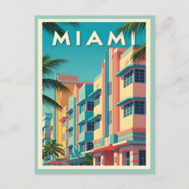 Vibrant Miami buildings with palm trees ポストカード