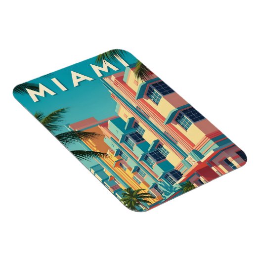 Vibrant Miami buildings with palm trees マグネット (右側)