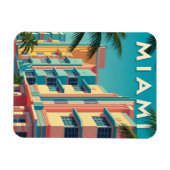 Vibrant Miami buildings with palm trees マグネット (横)