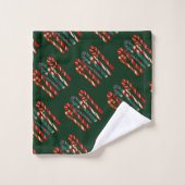 Vibrant Mid Century Modern Christmas Candy Cane バスタオルセット (ウォッシュタオル)