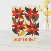Vibrant Mid-Century Poinsettia Christmas Flower C  カード (黄色い花)