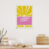 Vibrant Minimalist Abstract Sea Art Print ポスター (キッチン)