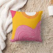 Vibrant Modern Abstract Sun and Waves クッション (ブランケット)