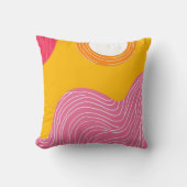 Vibrant Modern Abstract Sun and Waves クッション (正面)