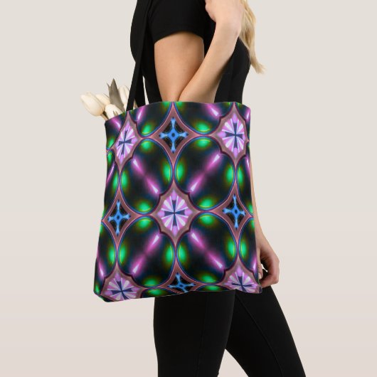 Vibrant Modern Geometric Abstract トートバッグ (クローズアップ)