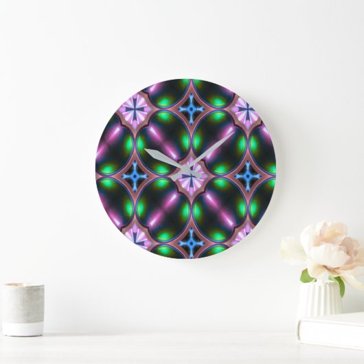 Vibrant Modern Geometric Abstract ラージ壁時計 (ホーム)