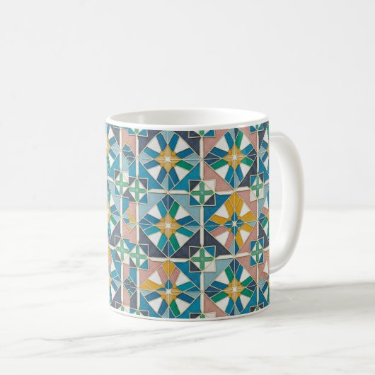 Vibrant Modern Moroccan Zellige Tile Pattern コーヒーマグカップ (正面右)