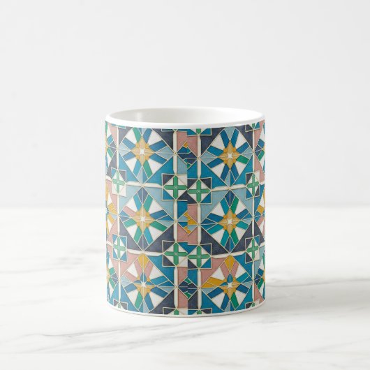 Vibrant Modern Moroccan Zellige Tile Pattern コーヒーマグカップ (中央)