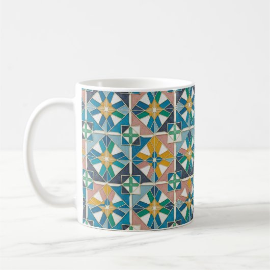 Vibrant Modern Moroccan Zellige Tile Pattern コーヒーマグカップ (左)