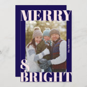 Vibrant Modern Navy Blue Pink Joyful & Bright Phot シーズンカード (正面/裏面)