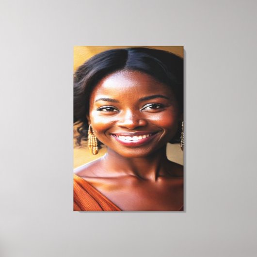 Vibrant Modern Portrait of a Smiling Woman Canvas キャンバスプリント (正面)