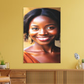 Vibrant Modern Portrait of a Smiling Woman Canvas キャンバスプリント (インサイチュ (リビング))