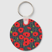 Vibrant Modern Red Poppies Pattern Art キーホルダー (裏面)