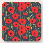 Vibrant Modern Red Poppies Pattern Art コースター (正面)