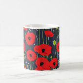 Vibrant Modern Red Poppies Pattern Art コーヒーマグカップ (中央)