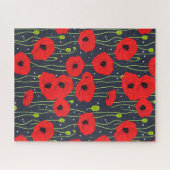 Vibrant Modern Red Poppies Pattern Art ジグソーパズル (横)