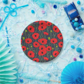 Vibrant Modern Red Poppies Pattern Art ペーパープレート (パーティー)