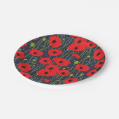 Vibrant Modern Red Poppies Pattern Art ペーパープレート (アングル)